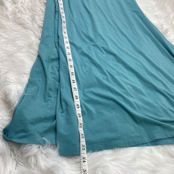 Garnet Hill Women's Spaghetti Strap Ruffle Maxi Dress Size L Teal Blue Comfort - Picture 13 of 16